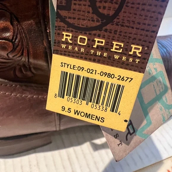 ROPER Women’s Western Brown Tooled Shaft Leather Short Boot. NWT SIZE 9.5 - Picture 4 of 10